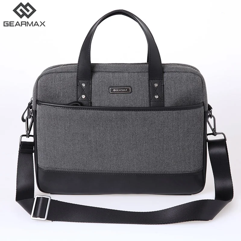 

Gearmax Big Capacity Notebook Bag 15.6 Genuine Leather Wool Felt Computer Notebook Bag 15.6 Black Gray 14 15 Leather Messengers