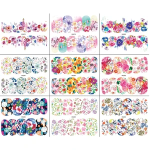 Image 4 - 18Sheets Blooming Flower Nail Art Water Decals Transfer Stickers Manicure Decor Mixed Nail Art Water Tattoo Stickers LAWG273 290