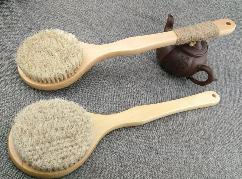 

YOULU Exfoliating Dry Brush Natural Horse Hair Bath Brush Long Bamboo Handle Natural Stirrup Home Ladies Men's Skin Care