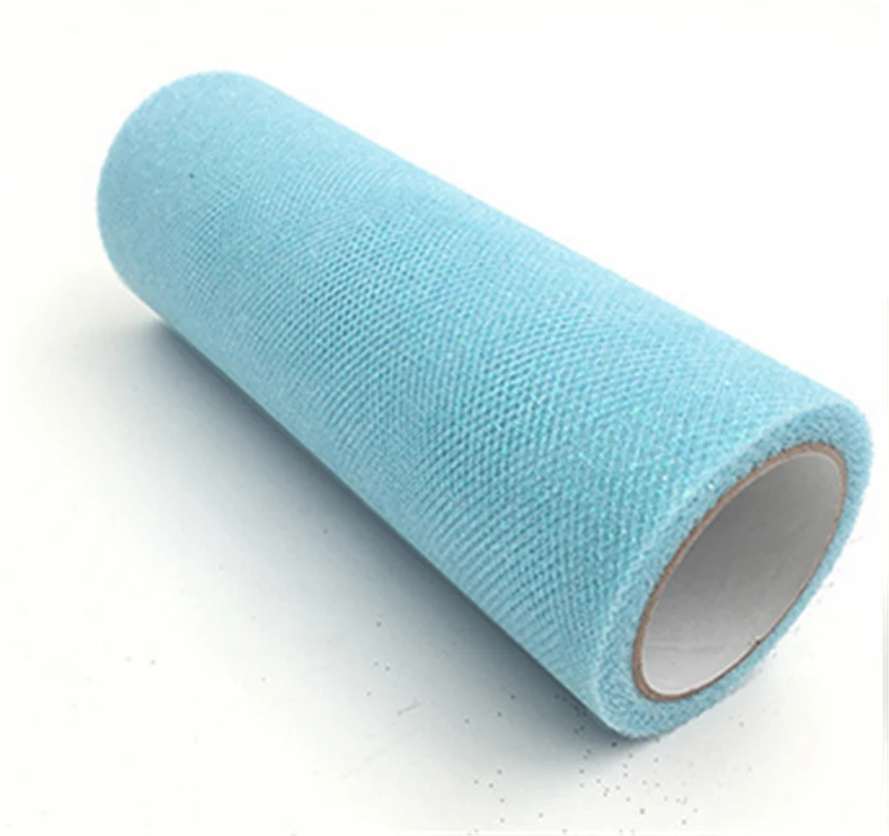 sky blue 9.2m 15cm Glitter Tulle Rolls Sparkly Glitter Sequin Tulle Mesh Baby Shower Tutu Skirt Organza Table Runner Party Wedding Decor - Цвет: sky blue