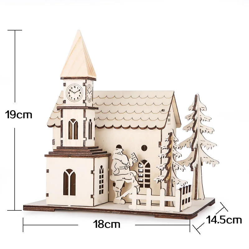 1 шт. мини деревянный дом Рождественская елка подвесные украшения светящиеся домики рождественские украшения для дома креативный Новогодний подарок для детей