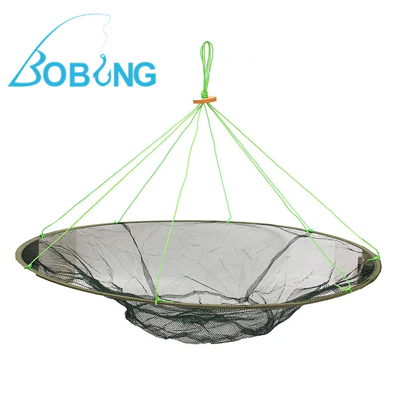 Bobing 100cm Single Steel Wire Fishing Net Large Prawn Bait Crab Shrimp Net Crayfish Catcher Net Pesca Tackles Protable Foldable