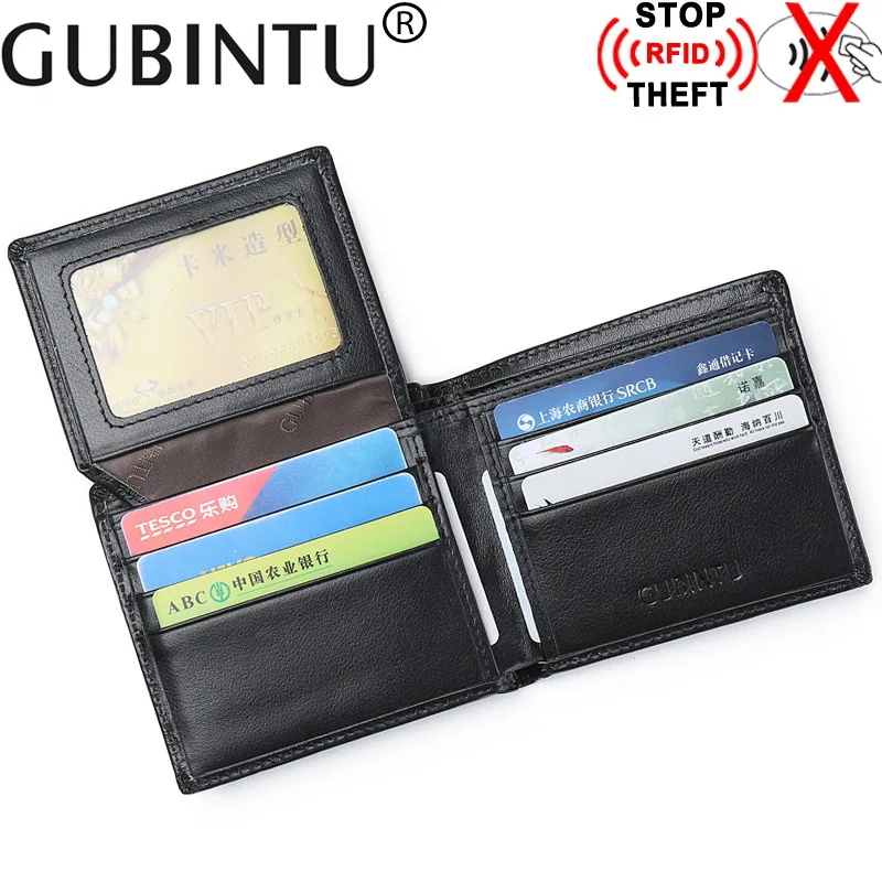 GUBINTU известный бренд бумажник из натуральной кожи стоп RFID мужские кошельки RFID защита кошелек человек Carteras с держателем карт