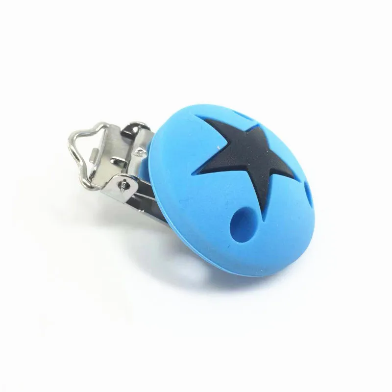 

1 PC BPA Free Silicone Round Teether Clips With Inner Star DIY Baby Pacifier Dummy Soother Nursing Toy Accessory Holder Clips