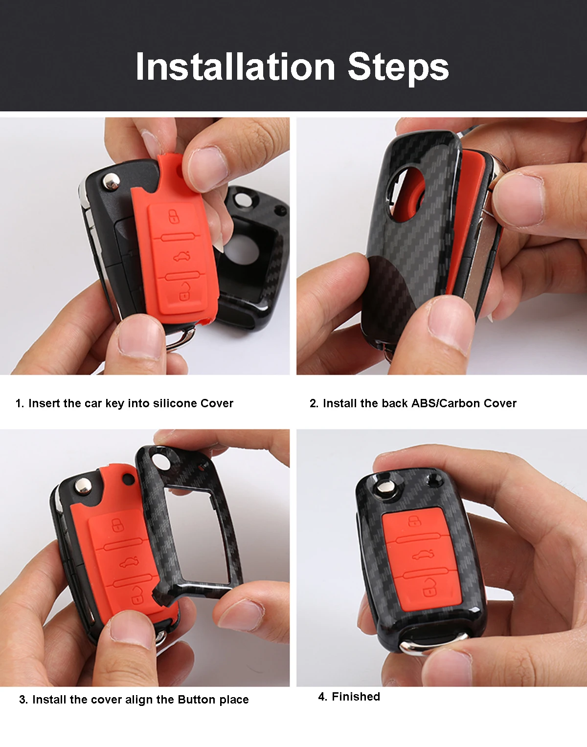 Keyforkess 10x copertura della cassa chiave dell'automobile del carbonio per Volkswagen VW Golf 7 mk7 Seat Ibiza Leon FR 2 Altea Aztec per Skoda Octavia - HTB1.AYWmRjTBKNjSZFuq6z0HFXaM