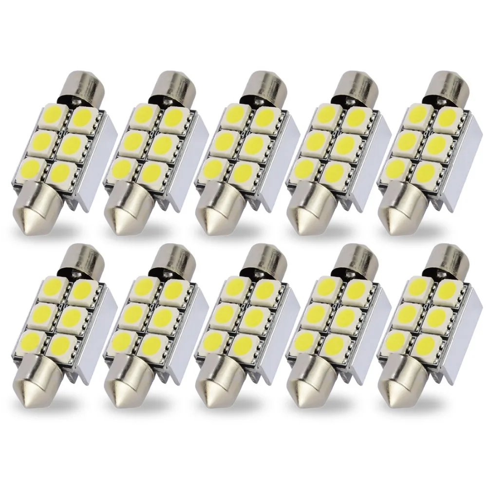 

Safego 10x C5W 36mm 39mm 42mm LED Festoon Canbus Dome light bulbs 6 SMD 5050 Error Free car LED interior License Plate Lights