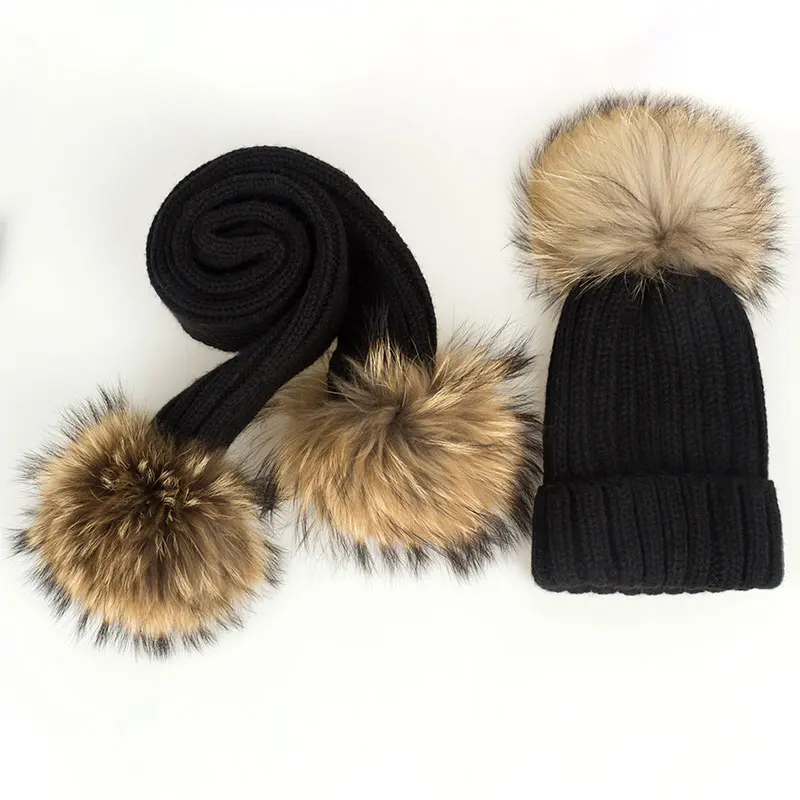 DMROLES, 2 шт./лот, детская зимняя шапка и шарф, шапка с помпонами, детская зимняя шапка, теплая вязаная шапка, шапки бини, шарфы для девочек