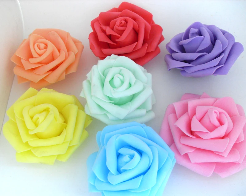 

1 pieces Artificial Rose PE Foam Silk Flower Heads for Wedding decoration Bridal DIY Wreath Scrapbook Vocation C55