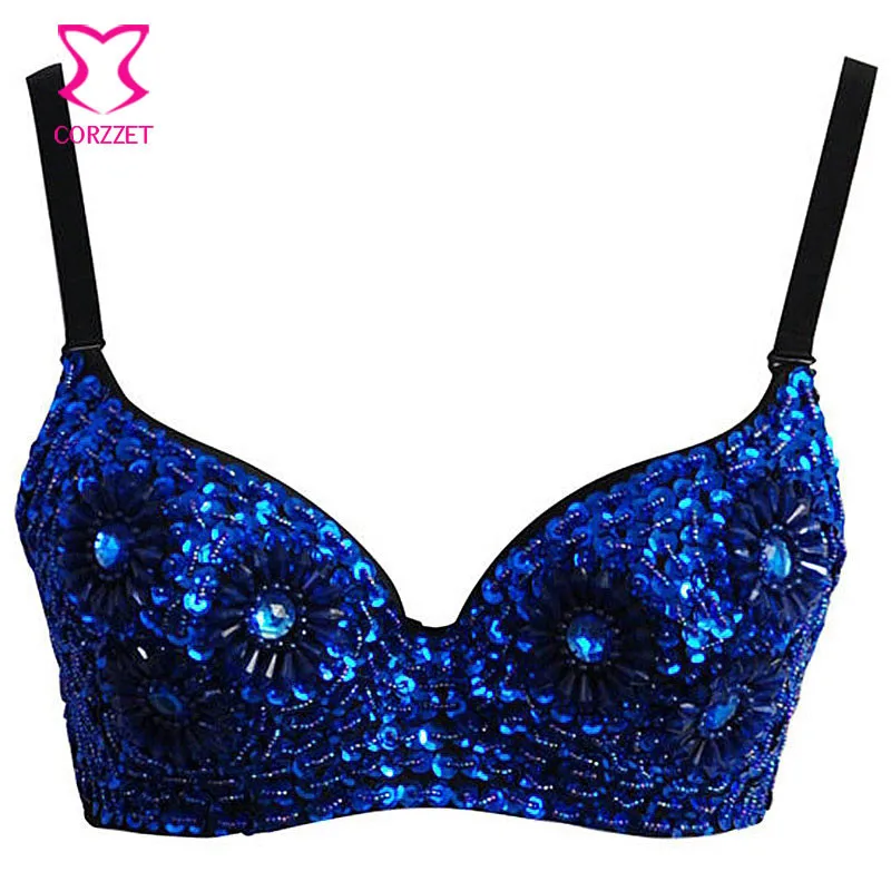 Blue sequin bralette Clearance
