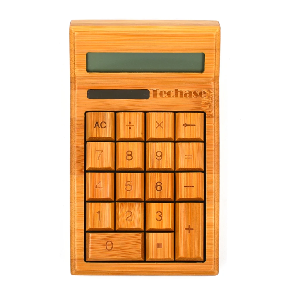 Calculadora de Madeira de Bambu Solar Calculadora Techase Científica 12bits 18 Chaves Hesap Makinesi Financeira Cs19 8 High Quality solar calculator