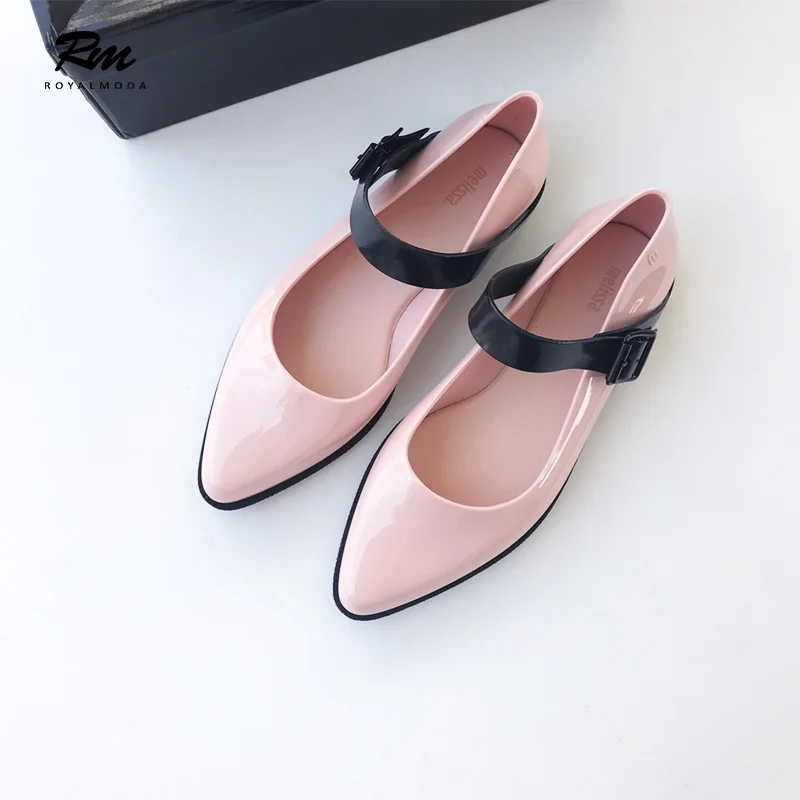 

2019 new high quality melissa women sandals coarse pointed shoes summer flat pink sandals women wedding shoes ladies sandals