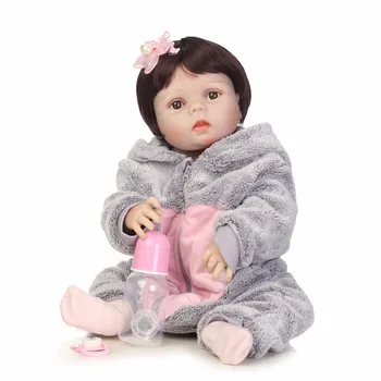 

55cm Full Body Silicone Reborn Girl Baby Doll Toys 22inch Newborn Princess Toddler Babies Dolls Bathe Toy Play House Toy Doll