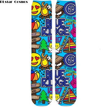 

PLstar Cosmos Drop shipping 2018 New Fashion 14 styles Knee High Socks Blue Ridge Cartoon 3D Print Men/Women Hipster Socks