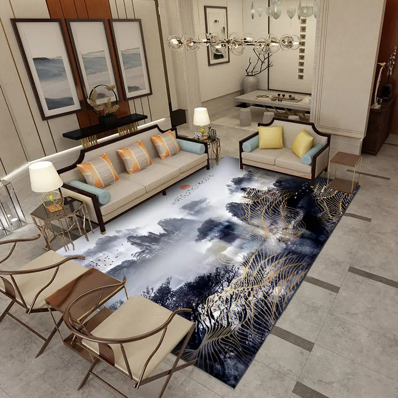 Black Abstract 3D Pattern Non-skid Door Bath Mat Room Decor Rug Floor Carpet