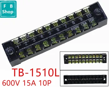 

1Pcs TB-1510 1510L 600V 15A Dual Row Screw Terminal Block Strip