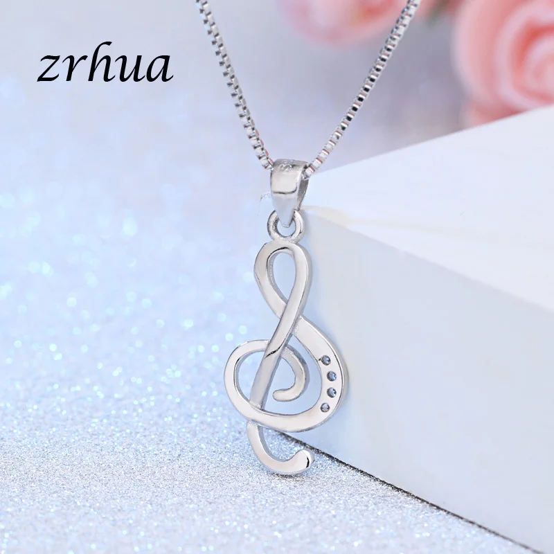 ZRHUA серебряный цвет ювелирные изделия AAA Цирконий Музыка Подвеска Ожерелье для