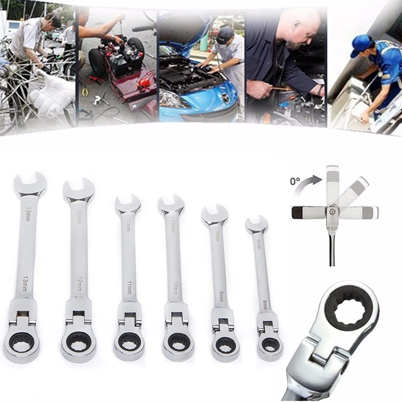 

6pcs/set Activities Ratchet Gears Wrench Set Open End Wrenches Repair Tools To Bike Torque Wrench Combination Spanner Allen Keys