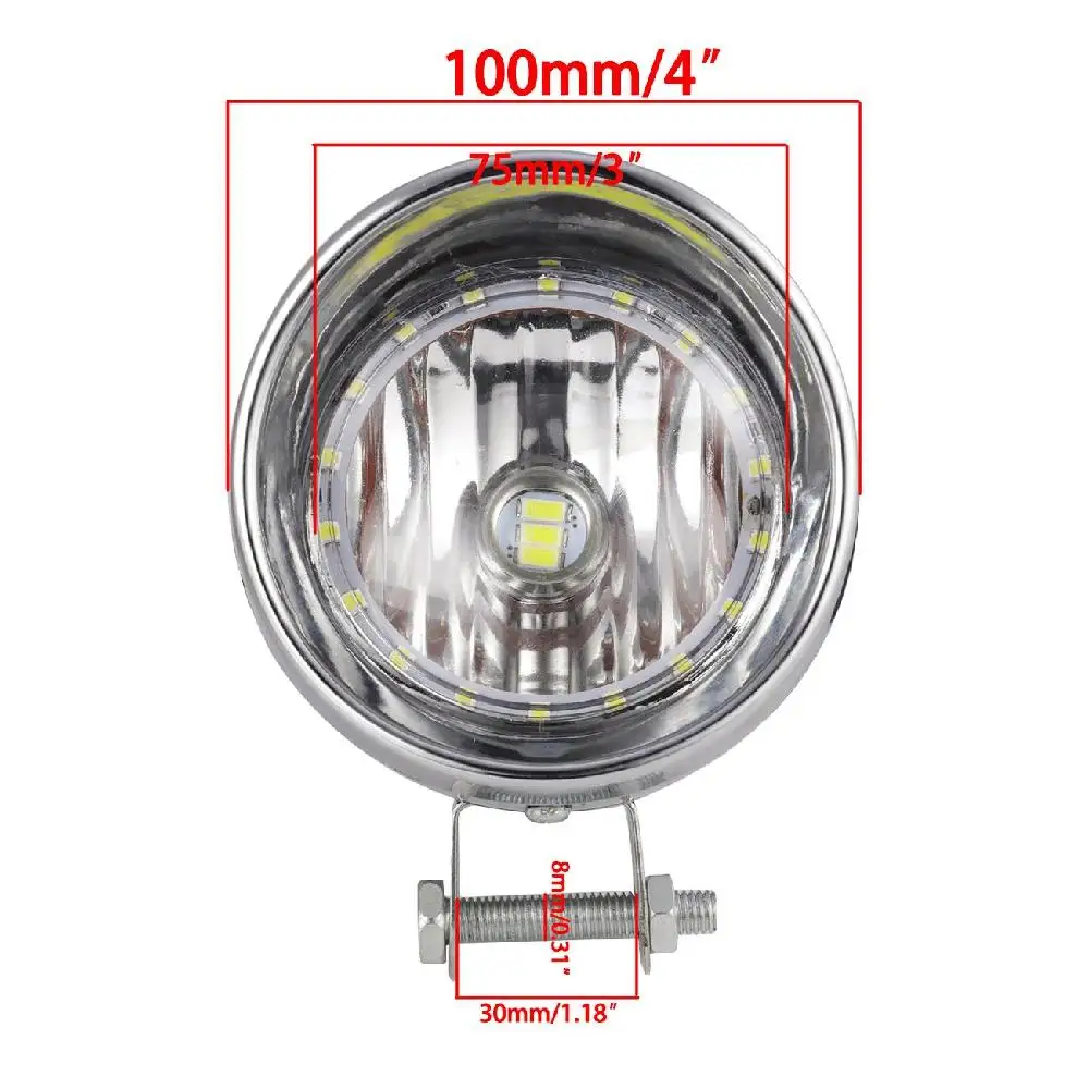 Partol 12 В Хромированный Светодиодный точечный светильник для мотоцикла, вспомогательный светильник для ближнего света, COB чипы с кольцом Ангельского глаза для Cruiser Bobber Chopper