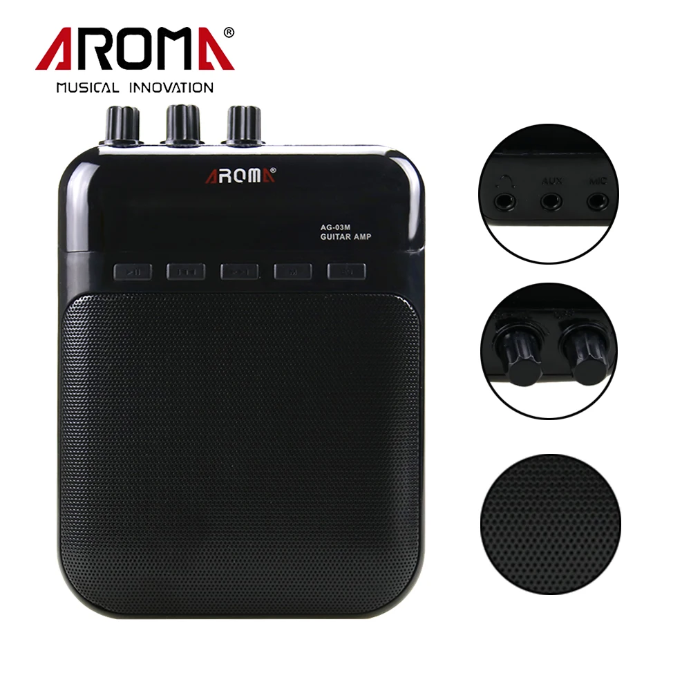 Aroma Rechargabl Guitar Amp Recorder Speaker TF Card Slot Compact AG 03