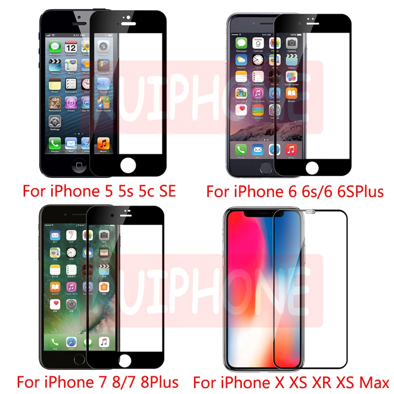 IPhone X XR XS 11 Pro Max защита экрана iPhone 7 8 6 6s Plus защитное стекло на iPhone 5S закаленное стекло полное покрытие