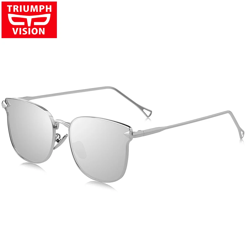 TRIUMPH VISION, розовые зеркальные солнцезащитные очки кошачий глаз для женщин, новые модные солнцезащитные очки для женщин, металлические солнцезащитные очки Oculos Feminino - Цвет линз: 002