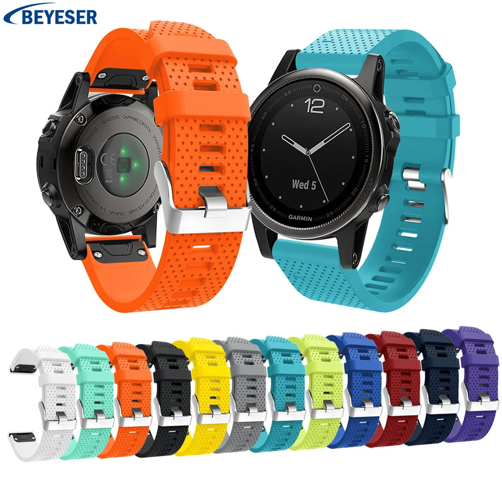 Мягкий ремешок для наручных часов браслет Garmin Fenix 5 5S сменный силиконовый 5x Plus