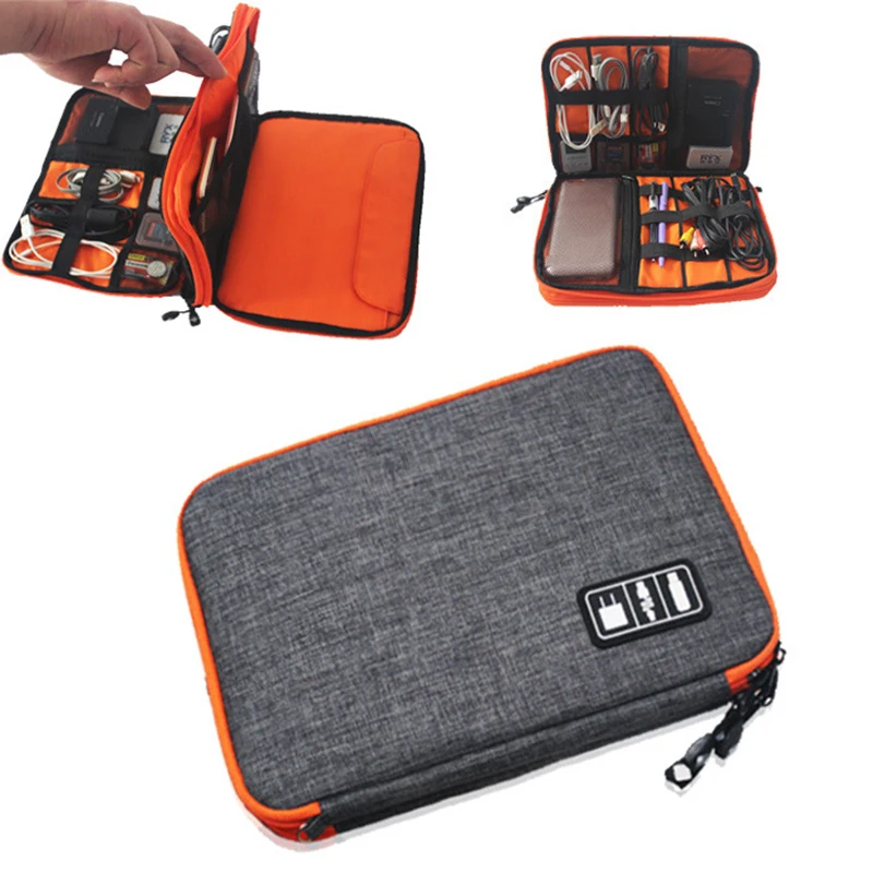 

Waterproof Ipad Organizer USB Data Cable Earphone Wire Pen Power Bank Travel Storage Bag Kit Case Digital Gadget Devices