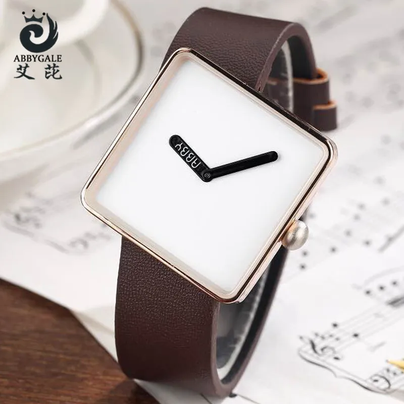 Fashion Extreme Minimalist Watch Women Wrist Watches Ladies Square Quartz Dress Womens Clock Luxury Relogio Feminino Dropship - Цвет: coffee strap