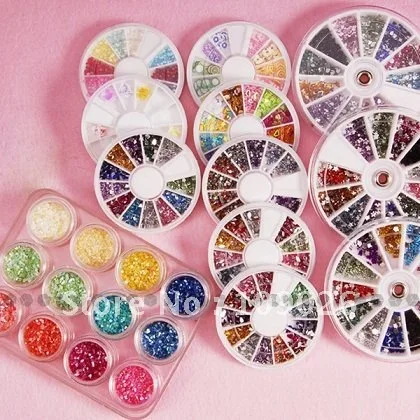 

12 In 1 Nail art Rhinestones Gems Deco Glitters Beautiful decoration-in Rhinestones Wheel