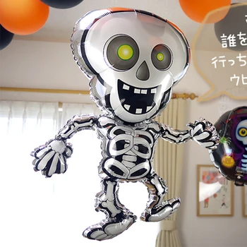 

15PCS Skull Helium Balloon Dancing Skeletons Foil Globos Toys Inflatable air Ballons Halloween Party Supplies Event Decorations