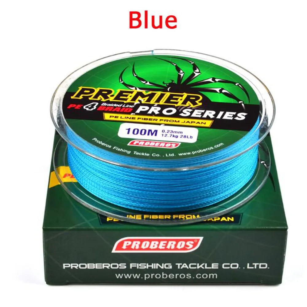 PROBEROS Braided Fishing Line 4 Strands PE Multifilament Braid Superline Abrasion Resistant Saltwater Fishing Lines for Sea Fishing 300/500/1000/2000M 6-100LB 
