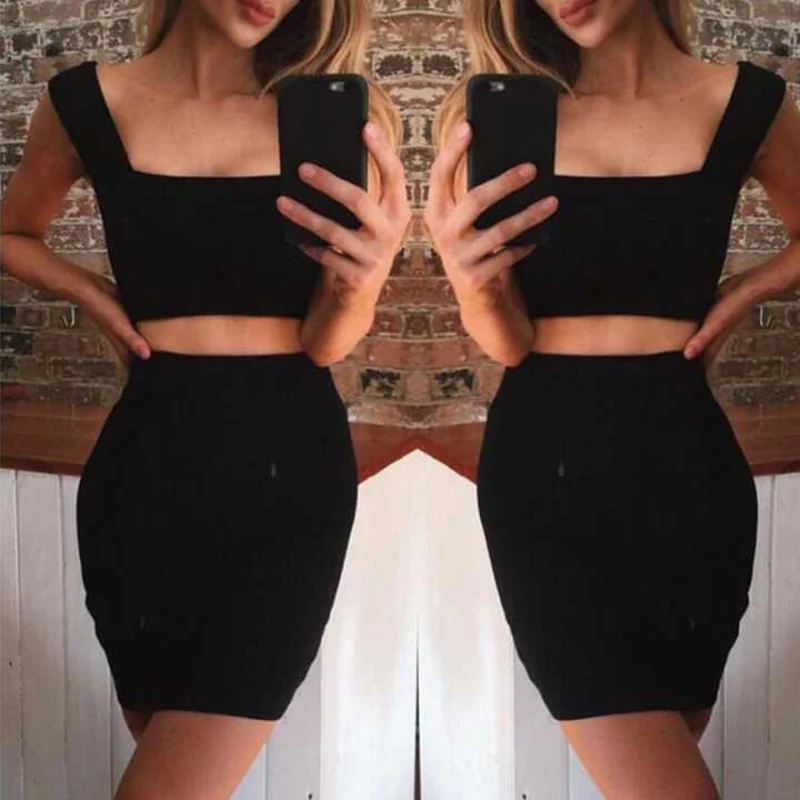 3 Colors Wholesale Sexy Strap 2 Piece Bandage Dress 2018 Knitted Elegant Designer Party | Женская одежда