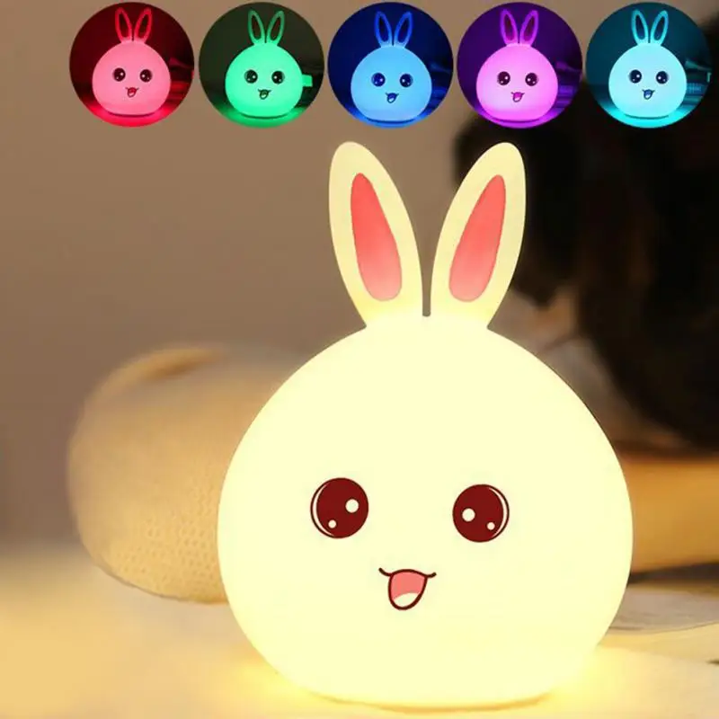 USB Mini Cute Pet Rabbit LED Night Lamp Corridor Bedroom LED Colorful
