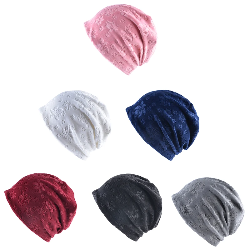 Белые зимние 1 PC эластичность мягкие Черный, серый цвет шляпа удобные Для женщин печати взрослых синий цветок теплый красный розовый для девочек