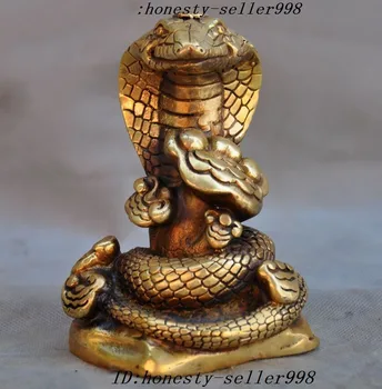 

christmas 5" Marked Chinese Fengshui Brass Ganoderma Zodiac year Animal Snake Lucky Statue halloween