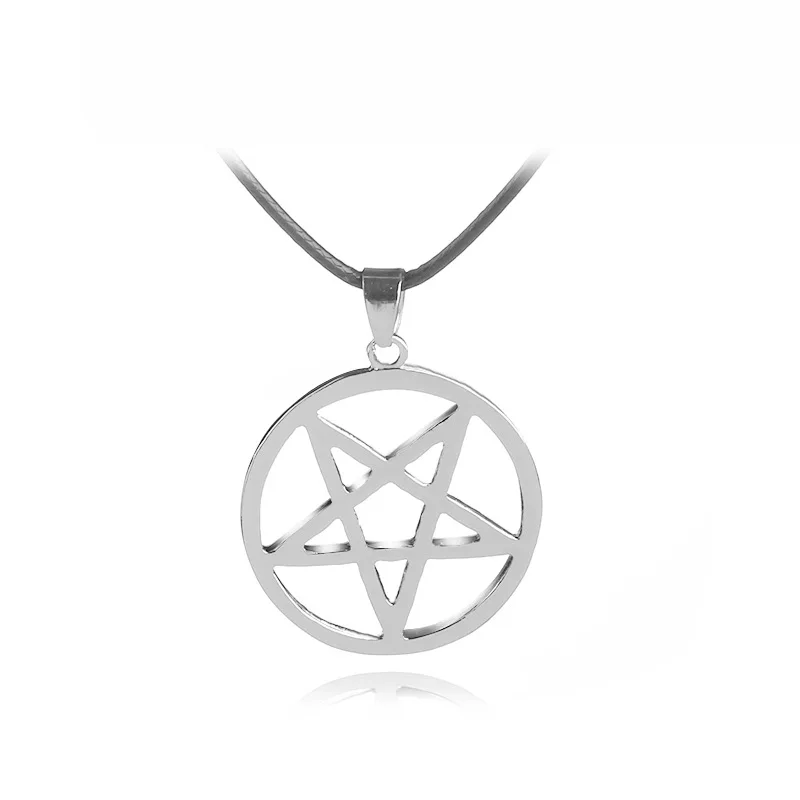 

Circle Hollow Star Pendant Silver Necklace Fashion Charms Simple Black Chain Rope Necklaces for Women 2018 Collares for Female