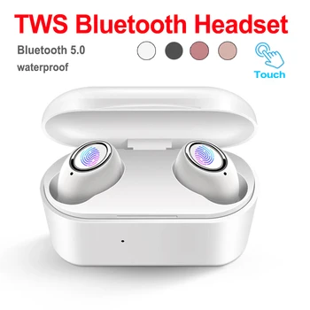 

Stereo Sound Bluetooth V5.0 Earphone Portable TWS Wireless Touch Earbud With Charge Case Sport Bass Headset Auto Power On/Off