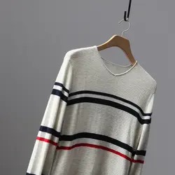2018 осень Для мужчин мужской моды Марка Винтаж Классический Полосатый в Корейском стиле Vneck шерстяные Повседневное SlimFit тонкий пуловер