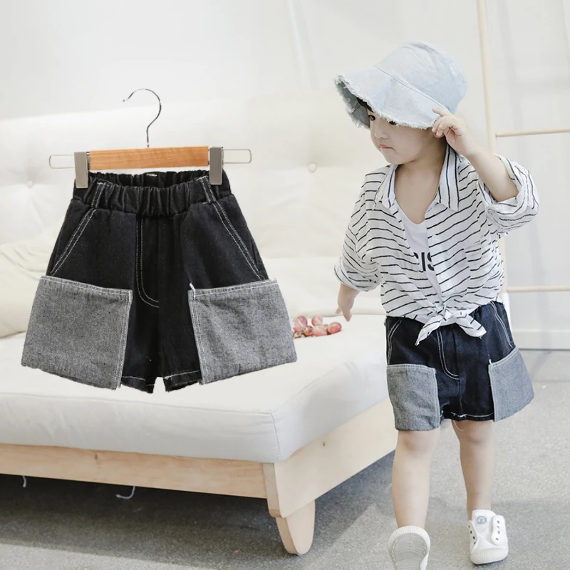 boys summer shorts denim shorts with big Pockets fashion jeans Sports