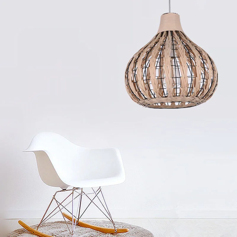 County Ratten Pendant Light Wicker Handmade Hanging Pendant Lamp Retro Vintage Drop Light Restaurant Cafe Pendant Lights for Home (8)