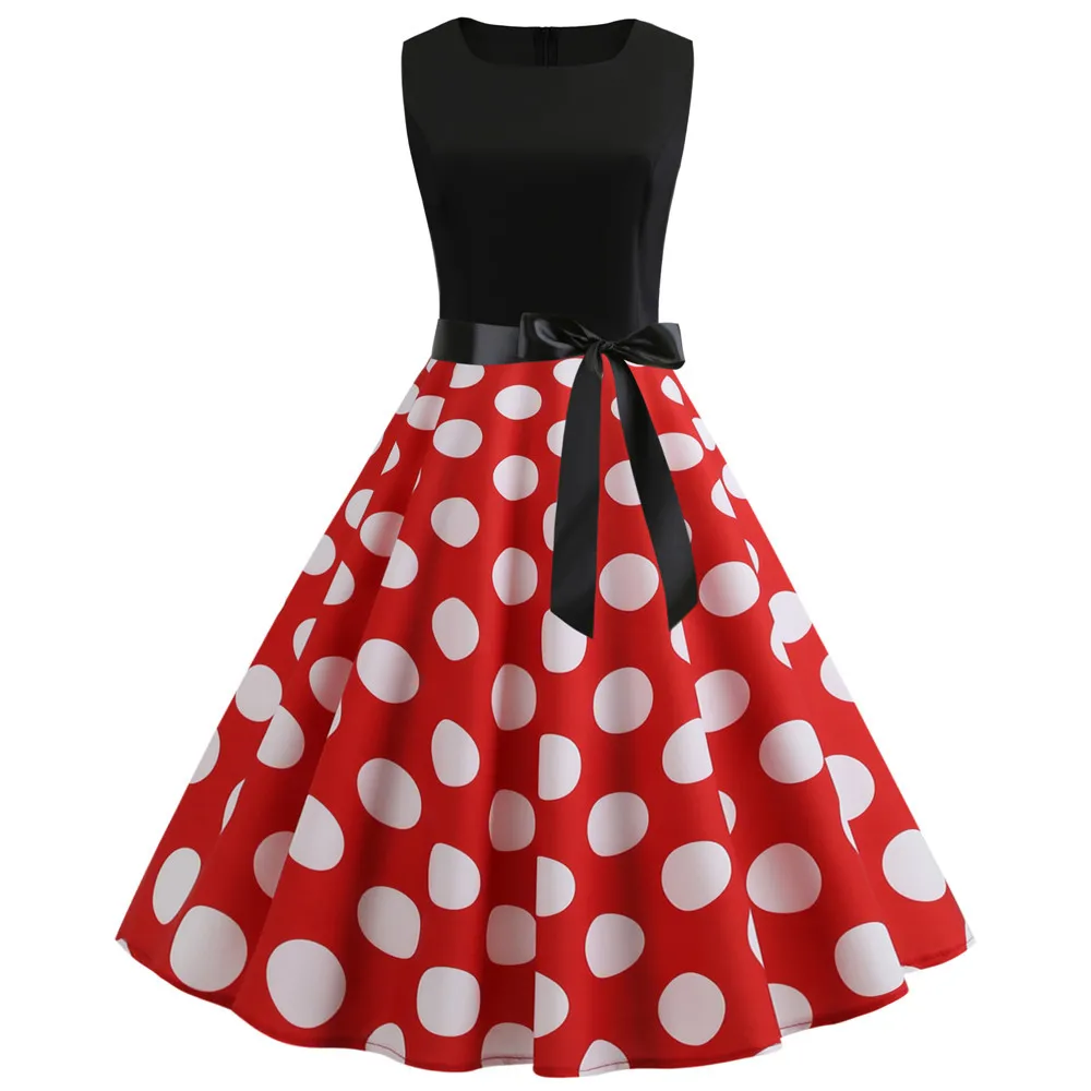 

Women Summer Dress Casual Polka Dot Elegant Retro Vintage Dresses 50s 60s Robe Femme Rockabilly Pin Up Party Dresses Vestidos