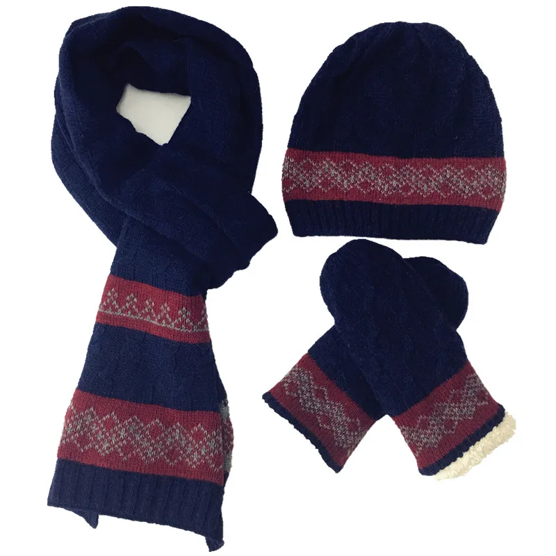 2019 New Arrival Wool Men's Hats Scarves Gloves three piece Warm Autumn
