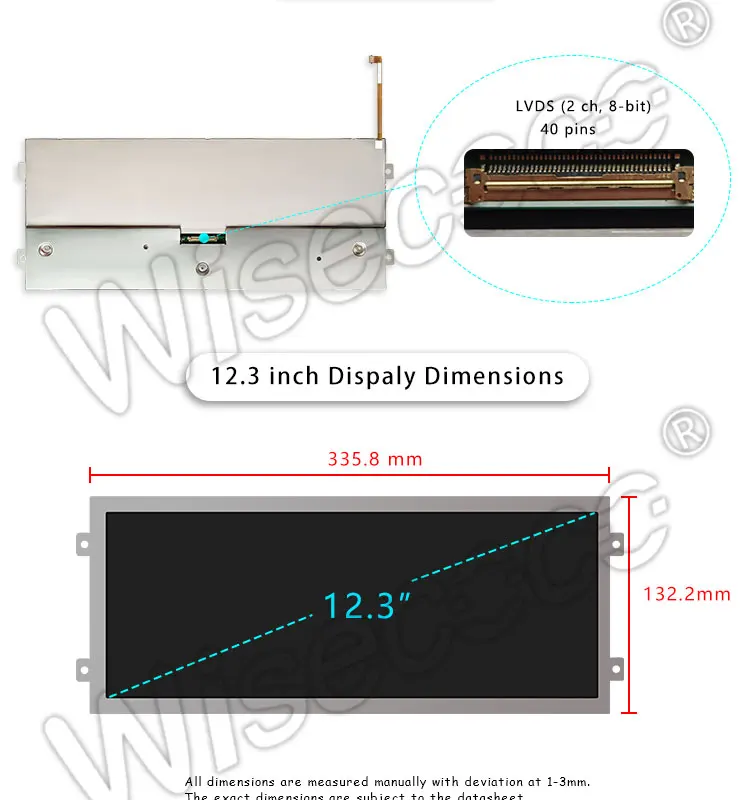 HSD123IPW1 A00 12,3 дюйма Разрешение 1920*720 HDMI дисплей TFT LCD 40 булавка LVDS для автомобильной измерительный прибор с ЖК-дисплеем