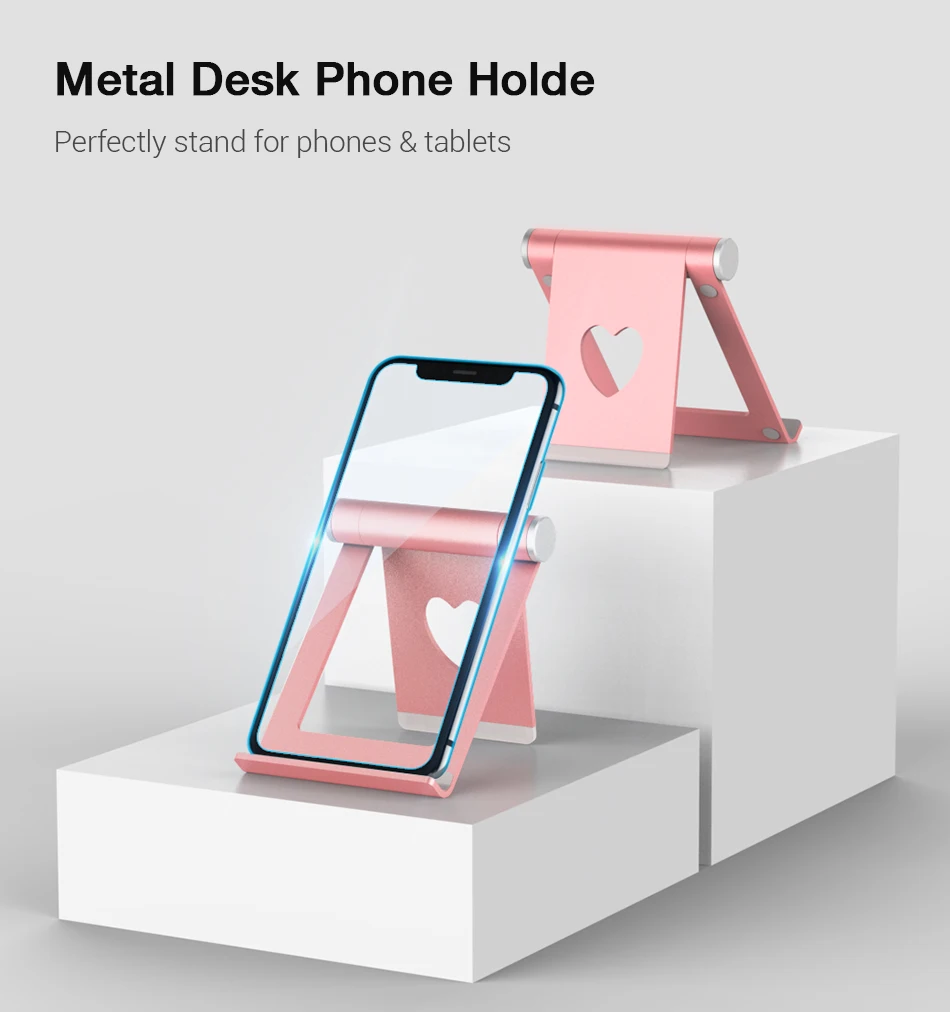 Caseier Универсальный держатель для телефона Настольный держатель для мобильного телефона Поддержка подвижный алюминиевый сплав розовый подставка для iPhone samsung подставка
