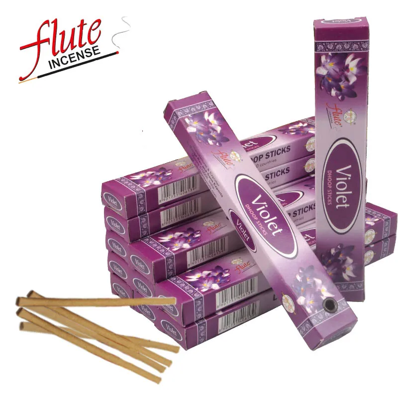 FLUTE 120 Sticks/Pack Violet Fragrance Drawer Incense ( Dhoop ) from