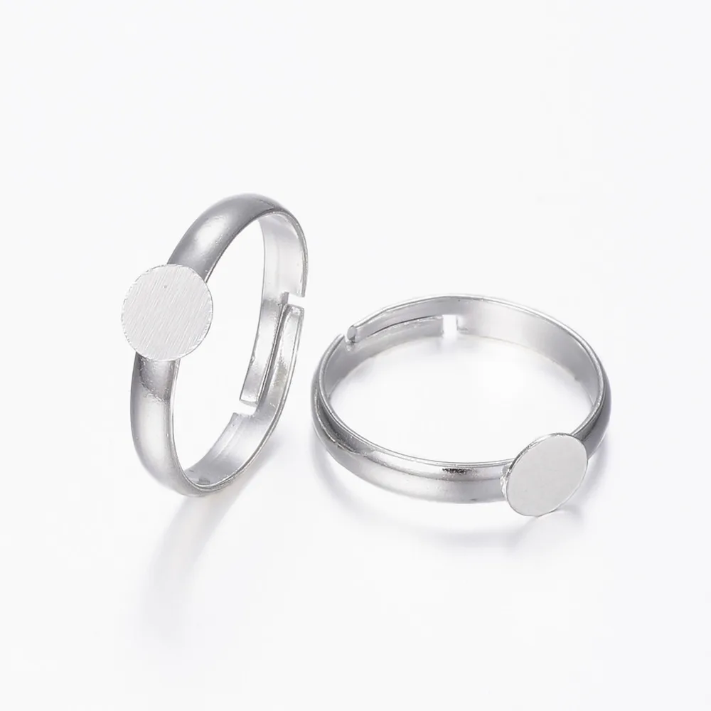 

100pcs/lot 17mm Adjustable 3 Color Brass Pad Ring Bezels Bases Rings Settings Blank Component with 6mm Tray Jewelry Accessories