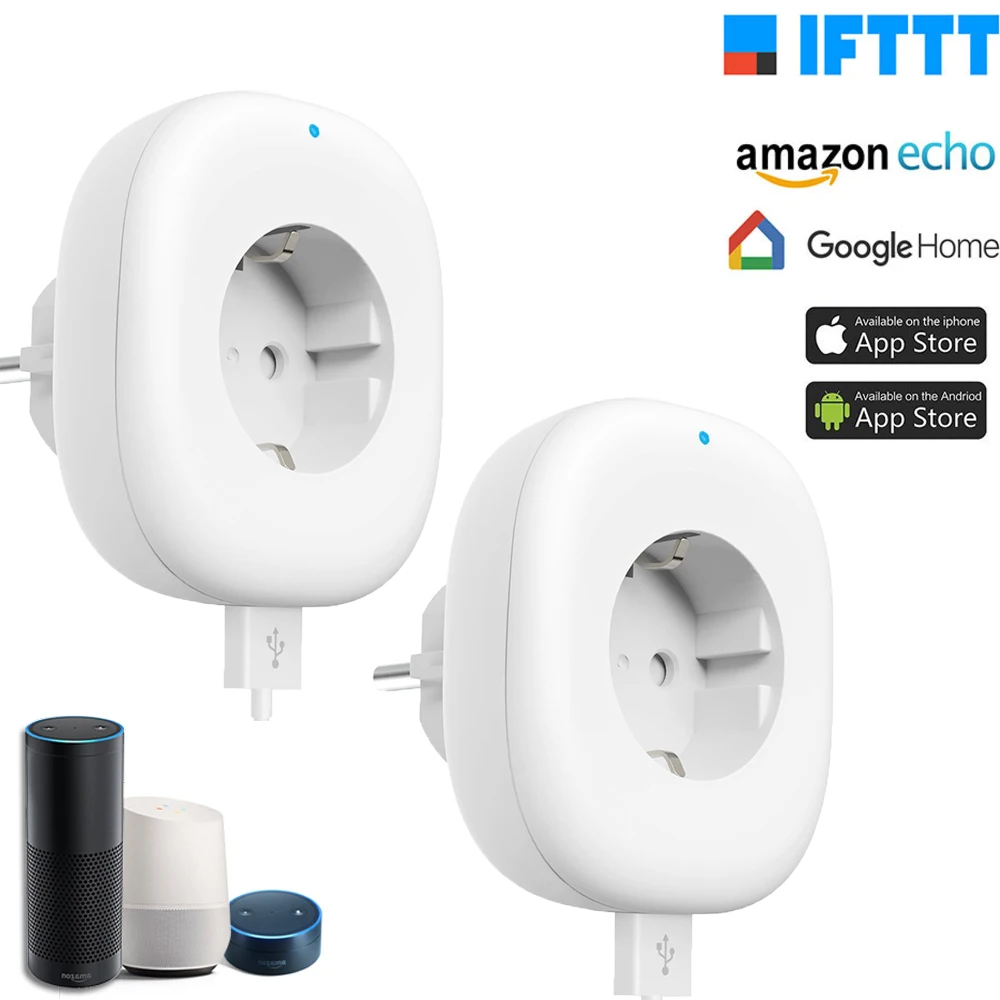

EU USB Smart Plug Wifi Power Socket Remote Voice Control Intelligent Wireless Switch Plug Works with Alexa acho Google Home