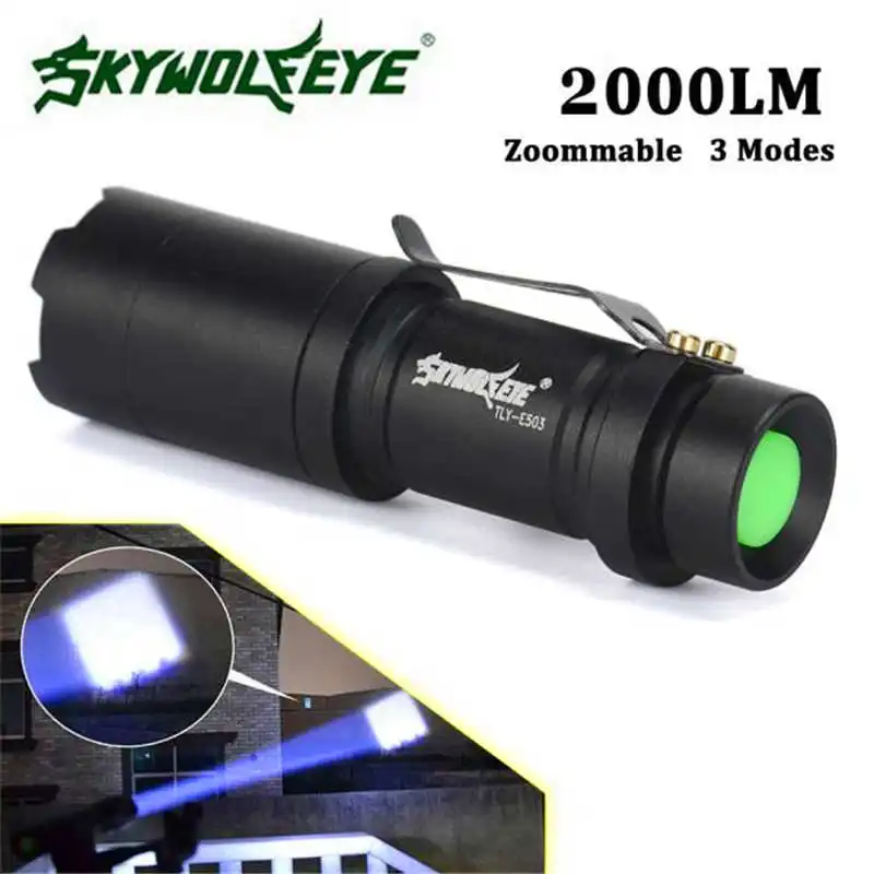 5X Mini Q5 7W 2000Lm LED Flashlight Torch Lamp Adjustable Focus Zoom Light powerful led flashlight led torch 14500 #4S5 (3)