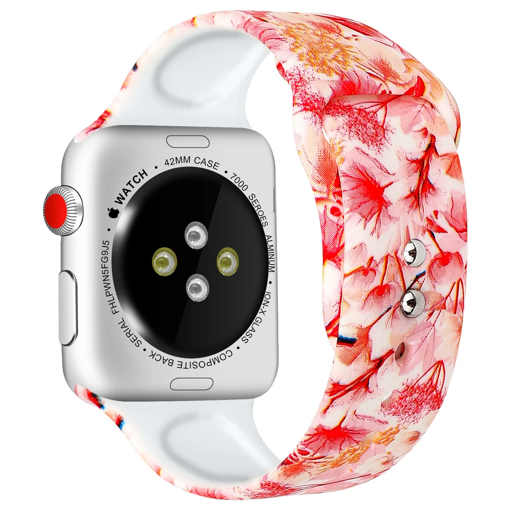 Silicone strap for Apple watch band 42mm 38mm iWatch band 44mm 40mm Printing watchband bracelet Apple watch 4 3 2 1 Accessories Silicone strap for Apple watch band 42mm 38mm iWatch band 44mm 40mm Printing watchband bracelet Apple watch 4 3 2 1 Accessories