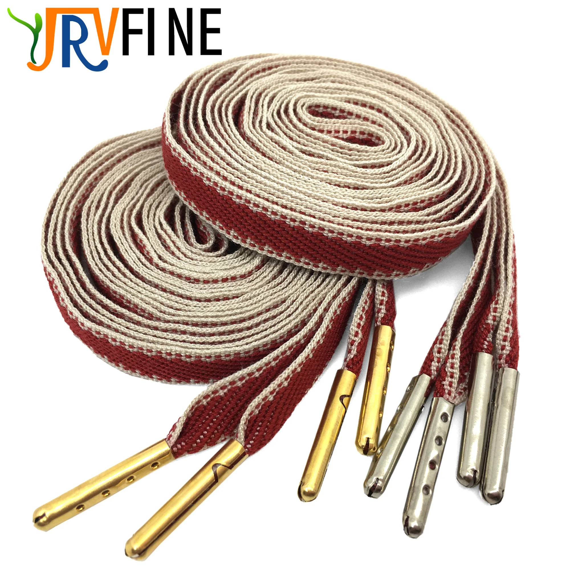 

YJRVFINE 2 Pair Thin Flat 2/5'' Wide Shoelaces with Metal Tips Red White Colored String for Canvas Shoes Colored Shoe Laces Rope